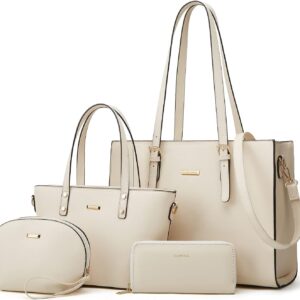 Women Fashion Synthetic Leather Handbags Tote Bag Shoulder Bag Top Handle Satchel Purse Set 4pcs… Women Fashion Synthetic Leather Handbags Tote Bag Shoulder Bag Top Handle Satchel Purse Set 4pcs…