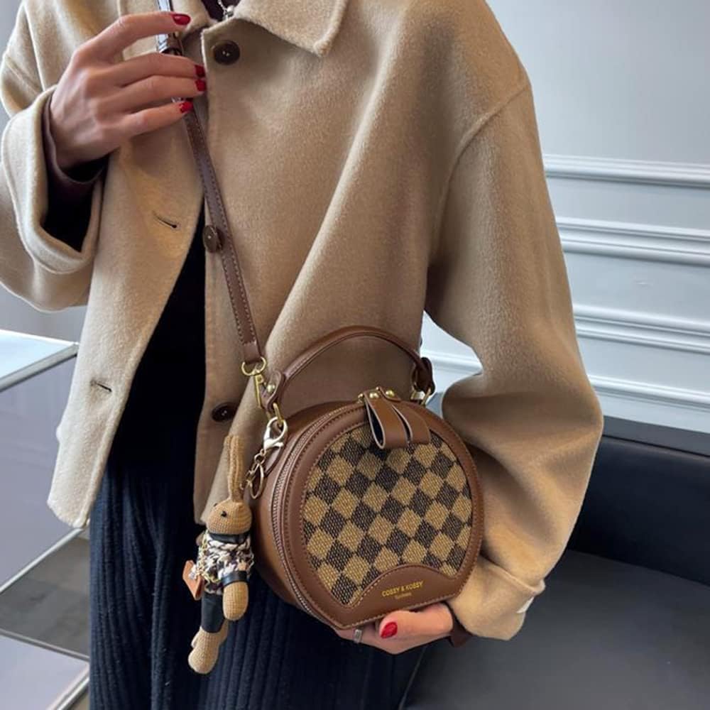 RTGGSEL Retro Vegan Leather Crossbody Shoulder Duffel Barrel Bags for Women Small Tote Satchel Handbags Purse - Image 6