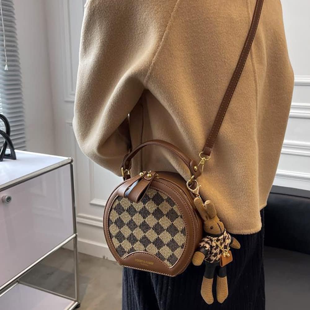 RTGGSEL Retro Vegan Leather Crossbody Shoulder Duffel Barrel Bags for Women Small Tote Satchel Handbags Purse - Image 8