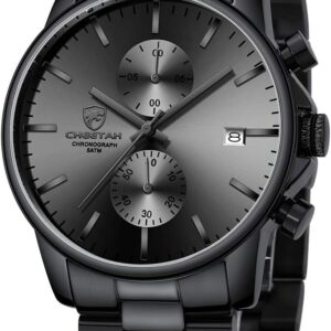 GOLDEN HOUR Men’s Watches with Black Stainless Steel and Metal Casual Waterproof Chronograph Quartz Watch, Auto Date in Colorful Hands GOLDEN HOUR Men’s Watches with Black Stainless Steel and Metal Casual Waterproof Chronograph Quartz Watch, Auto Date in Colorful Hands