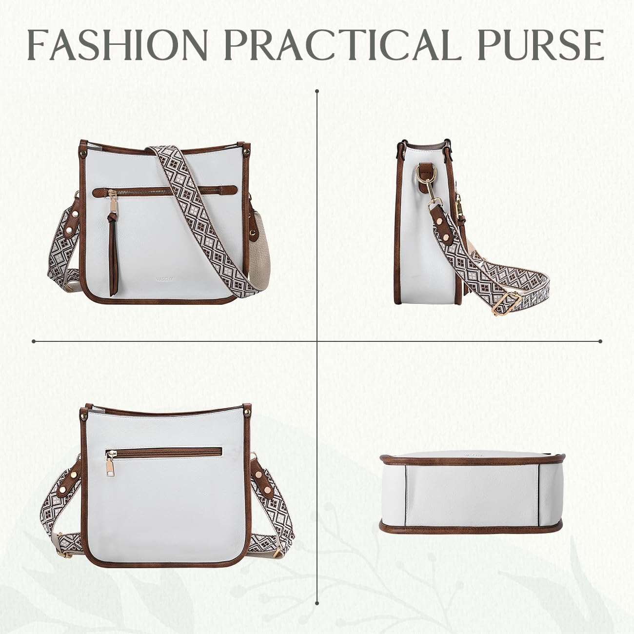 Vaschy Crossbody Bag Purse for Women,Fashion Vegan Leather Hobo Handbag Shoulder Bag Purse with Guitar Strap - Image 4