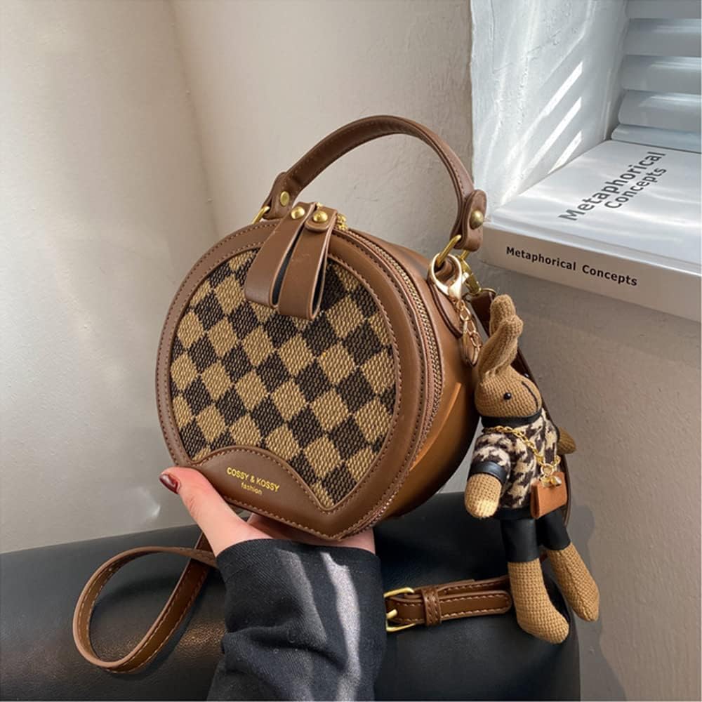 RTGGSEL Retro Vegan Leather Crossbody Shoulder Duffel Barrel Bags for Women Small Tote Satchel Handbags Purse - Image 2