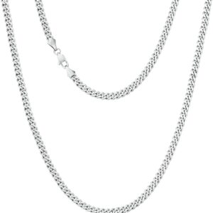 KRKC&CO Men’s Chain Necklace, 14K Gold Plated Stainless Steel Cuban Link Chains 2/3/4/5mm, Anti-Tarnish Nickel-Free Flat-Cut, Thin Gold chain Silver Chain for Man Unisex