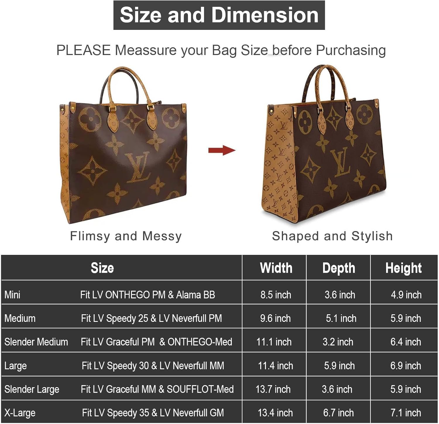 Purse Organizer Insert, Bag Handbag Tote Organizer, Bag in Bag, Perfect for Speedy Neverfull and More… - Image 5