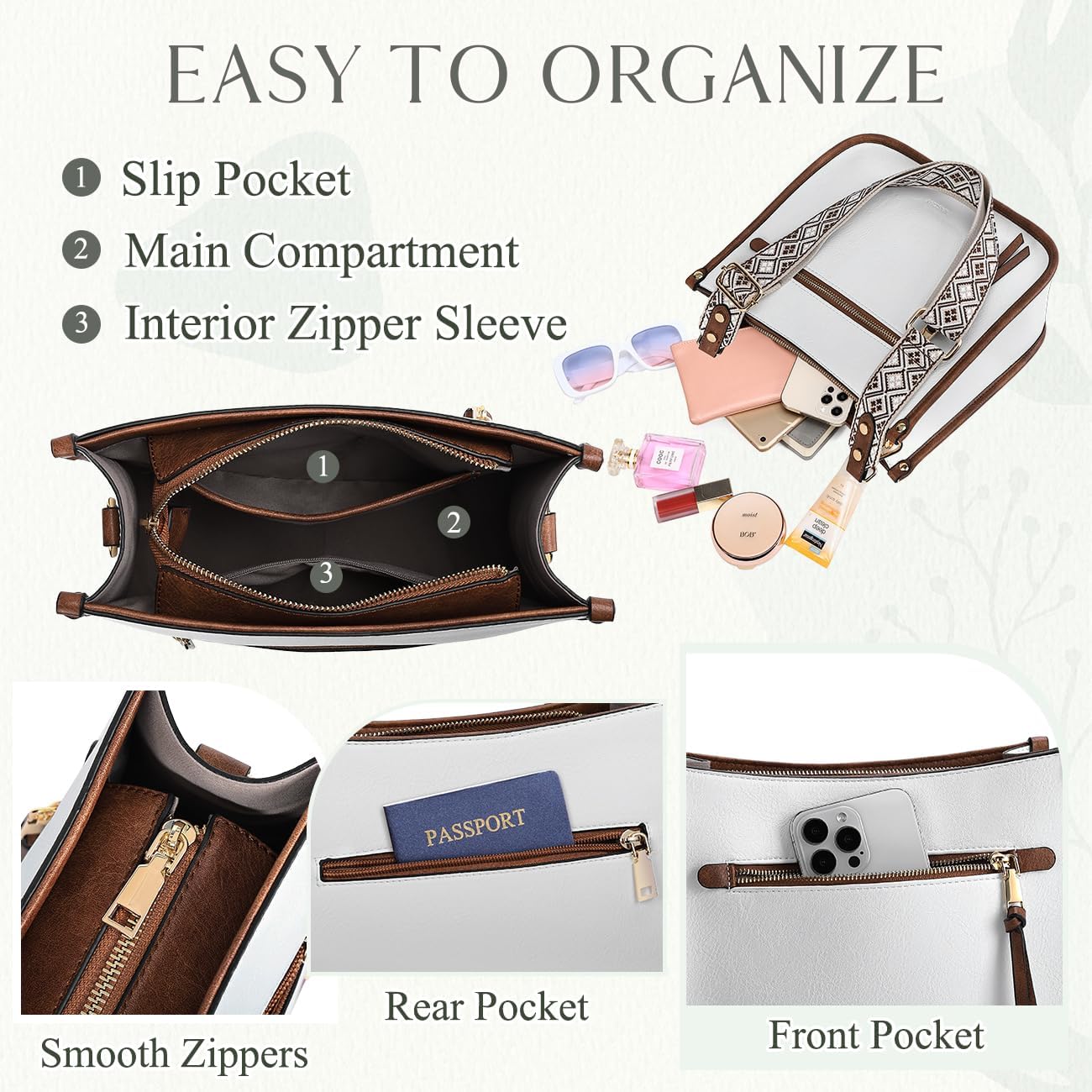 Vaschy Crossbody Bag Purse for Women,Fashion Vegan Leather Hobo Handbag Shoulder Bag Purse with Guitar Strap - Image 3