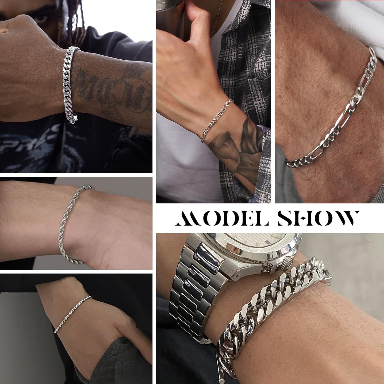 Ritach Stainless Steel Cuban Chain Bracelet for Men Women Curb Width Chain Bracelets Set 3/6/8/11mm Width, 7.5/8/8.5inch Men Jewelry Gifts - Image 3