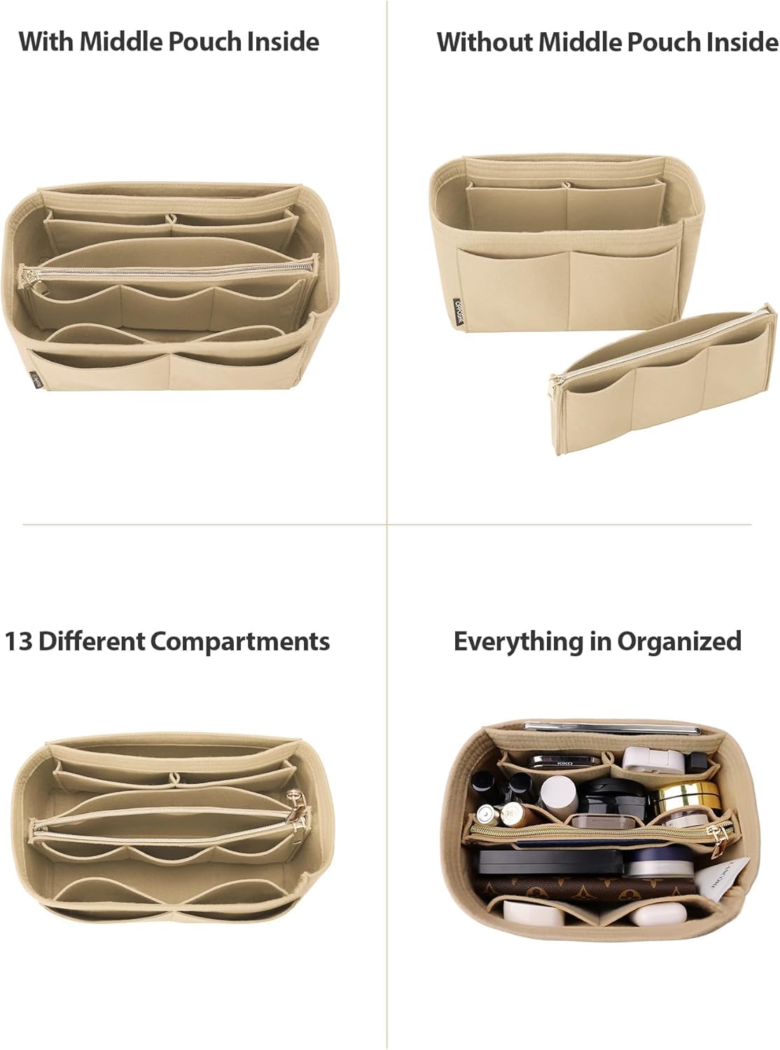 Purse Organizer Insert, Bag Handbag Tote Organizer, Bag in Bag, Perfect for Speedy Neverfull and More… - Image 4