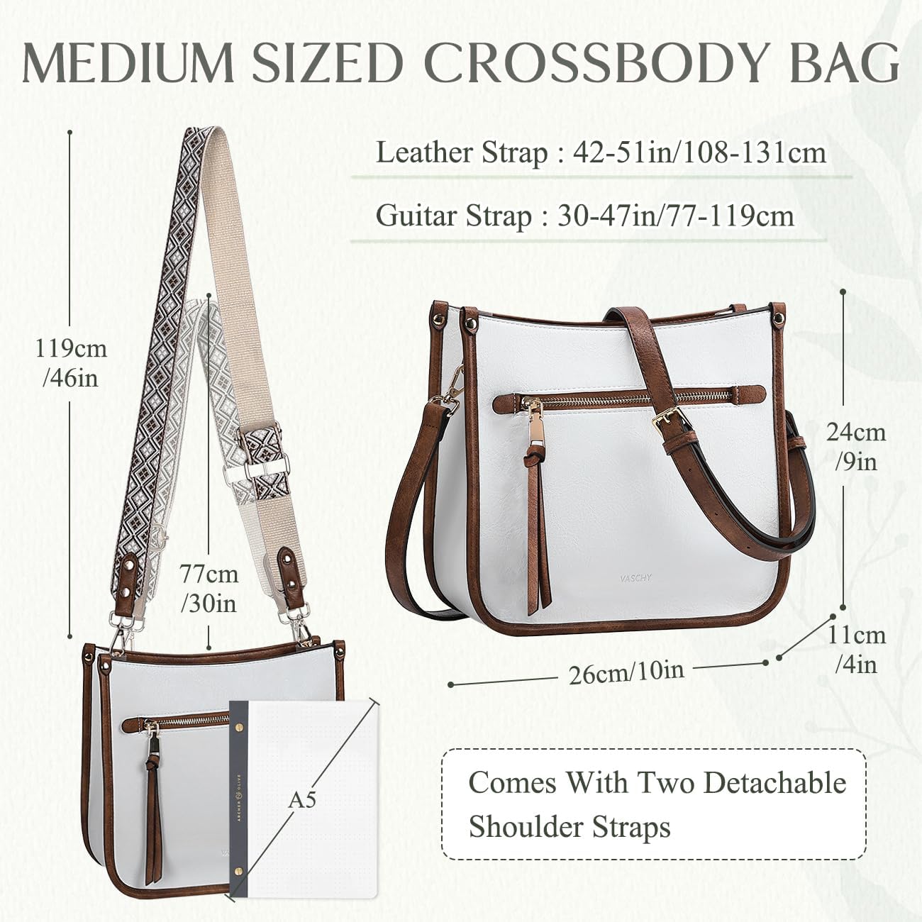 Vaschy Crossbody Bag Purse for Women,Fashion Vegan Leather Hobo Handbag Shoulder Bag Purse with Guitar Strap - Image 2