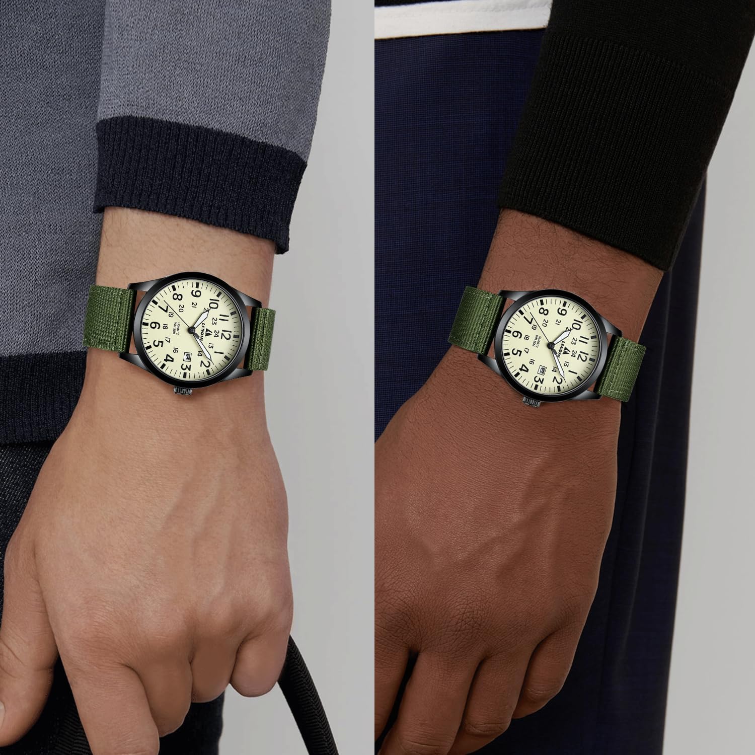 Mens Watches Military Watch Field Watch Analog Quartz Watches for Men Waterproof Wrist Watches with Date Nylon Band Army Tactical Sports Watch - Image 6