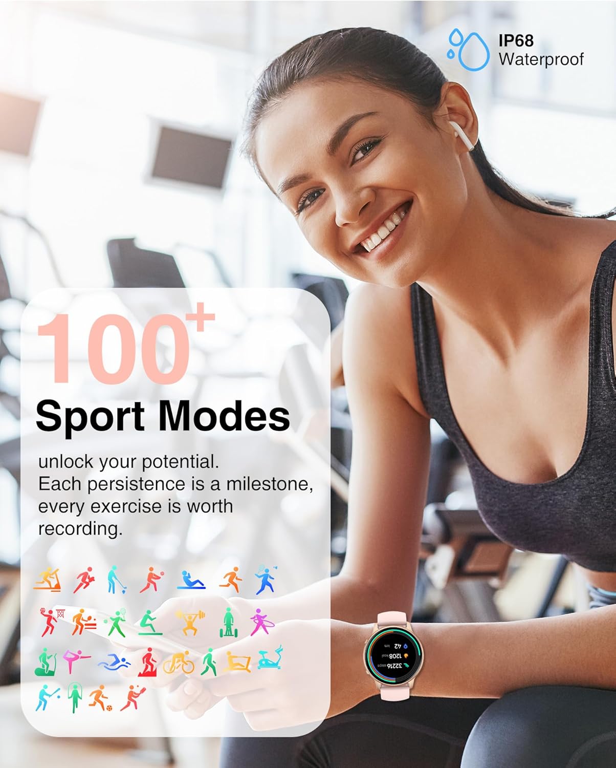 Smart Watches for Women - Fitness Watch with 1.32'' Touch Screen, Step Counter, SpO2 Heart Rate Sleep Monitor, Activity Trackers IP68 Waterproof Smartwatch for iOS Android - Image 5