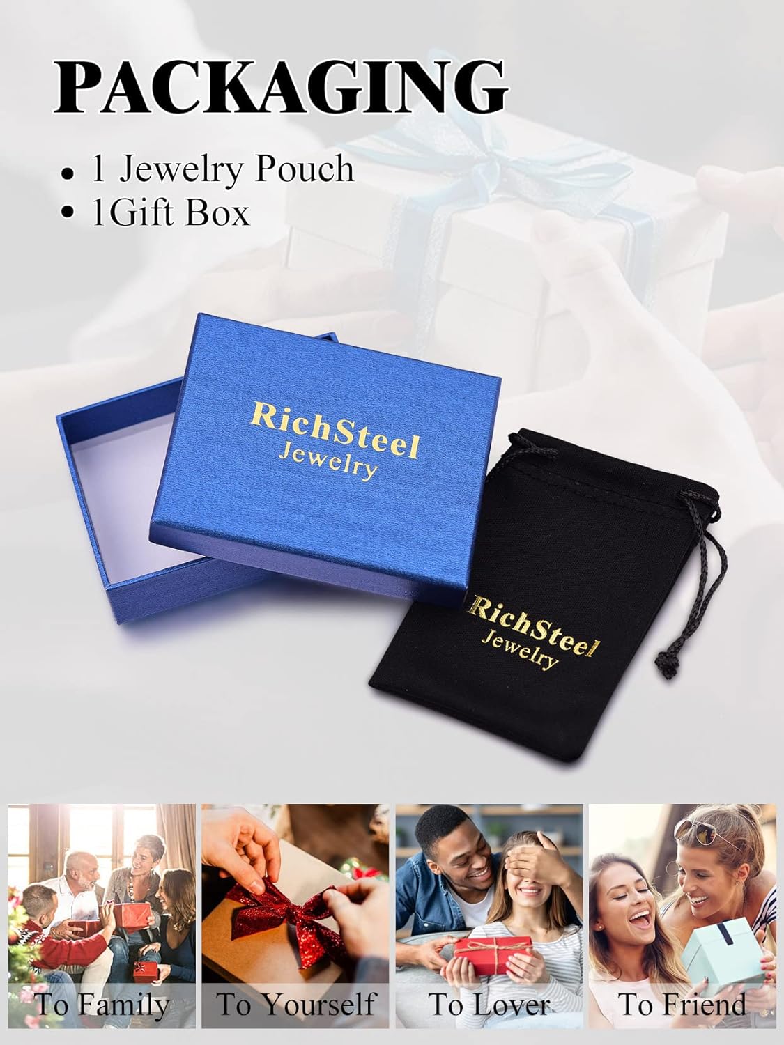 Richsteel Bracelets for Men Cuban Link Chain Stainless Steel/Gold/Black Plated Bracelet for Women 8/12/17mm Width, 7.4/8.2/9 Inch Length Classic Jewelry - Image 7