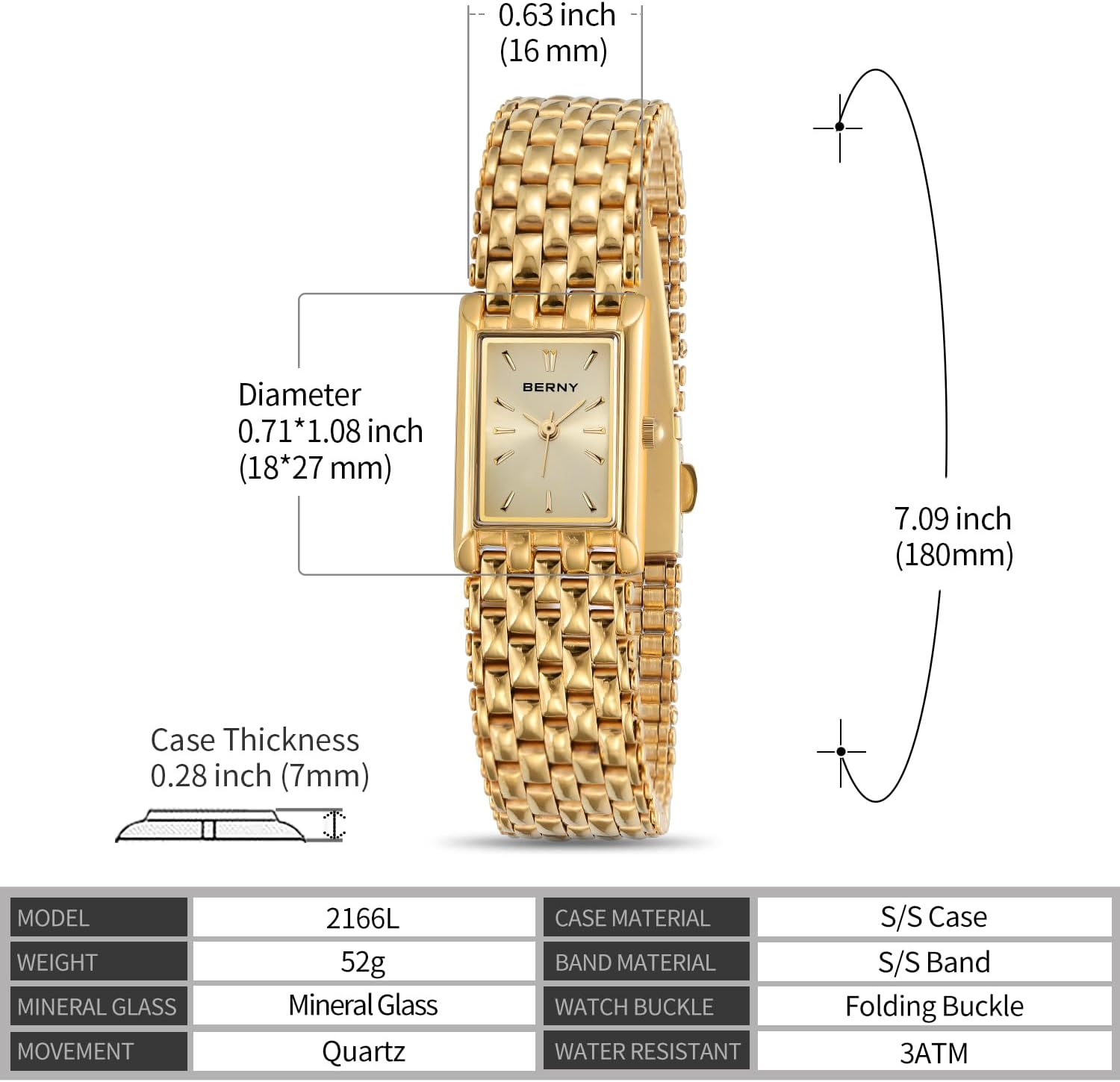 BERNY Gold Watches for Women Updated Ladies Quartz Wrist Watches Stainless Steel Band Womens Small Gold Watch Luxury Casual Fashion Bracelet Tools Included - Image 6