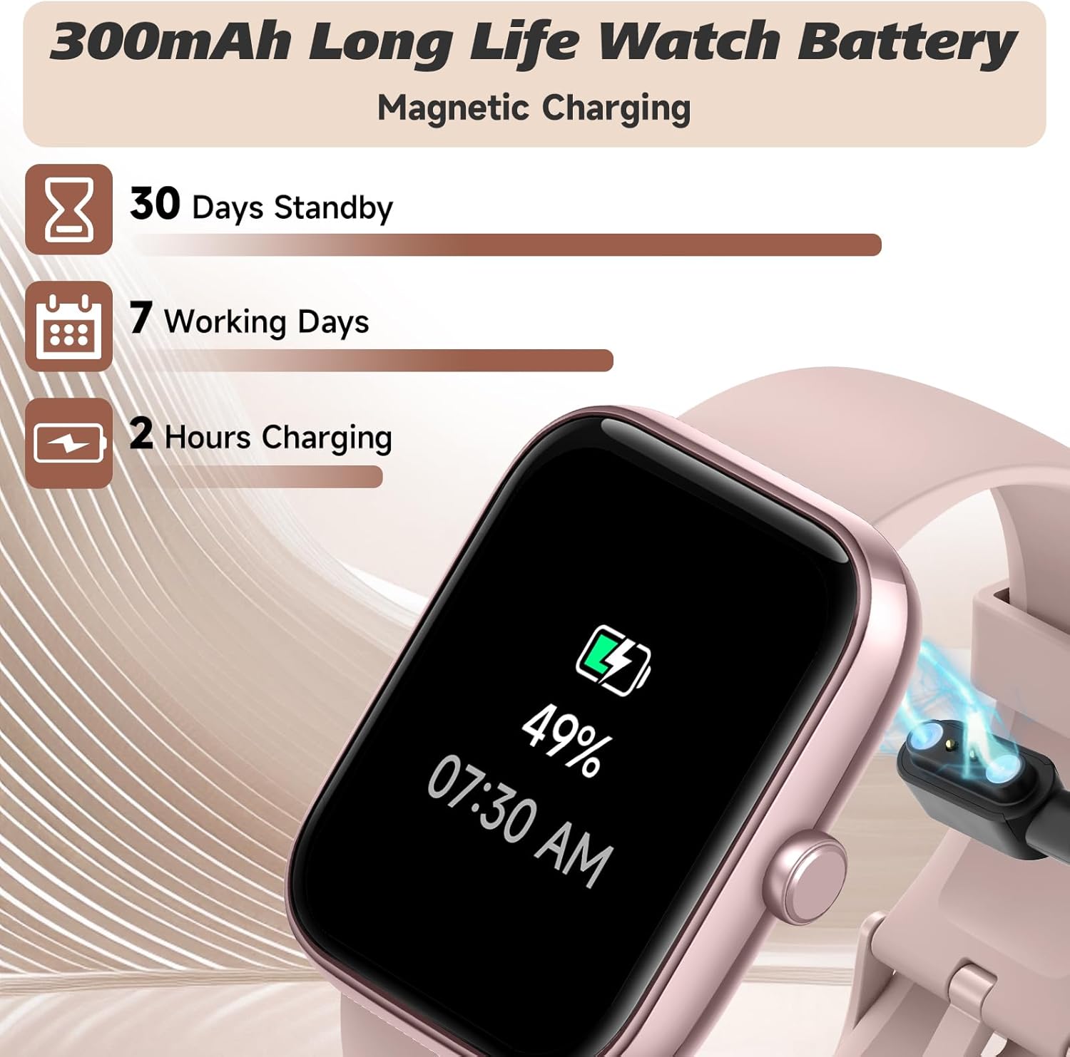 Smart Watch for Men Women 1.8" Fitness Tracker, Bluetooth Call, DIY Dial, Heart Rate Sleep Blood Oxygen Monitor, 100+ Sports Modes, IP68 Waterproof Smartwatch for Android iPhone, Alexa Built-in - Image 8