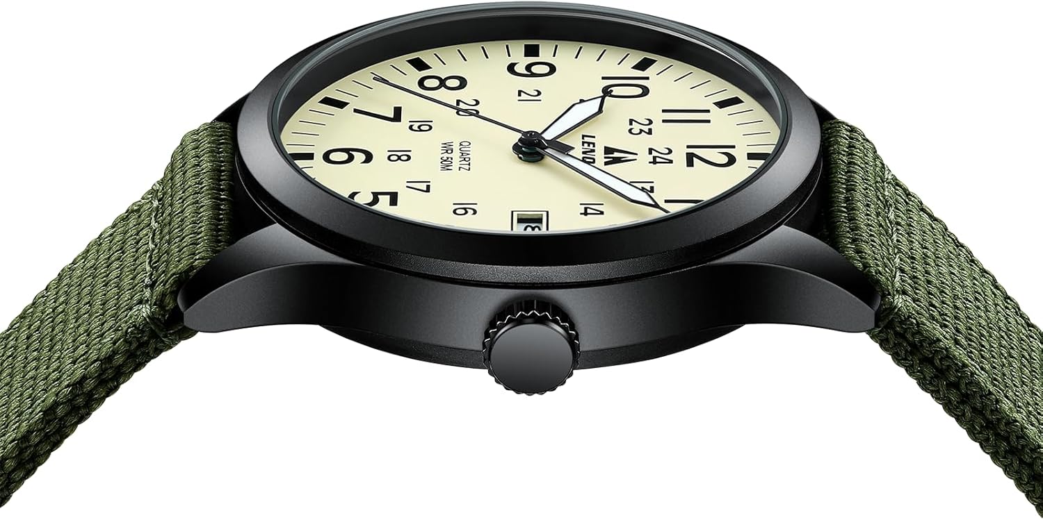 Mens Watches Military Watch Field Watch Analog Quartz Watches for Men Waterproof Wrist Watches with Date Nylon Band Army Tactical Sports Watch - Image 5