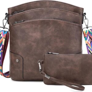 Crossbody Bags for Women Leather Purse Travel Vacation Triple Pockets Retro Handbags Ladies Shoulder Bags 2PCS Set Crossbody Bags for Women Leather Purse Travel Vacation Triple Pockets Retro Handbags Ladies Shoulder Bags 2PCS Set