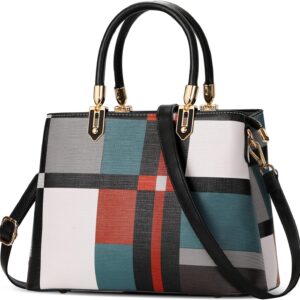 Tibes Top-Handle Handbags for Women Ladies Satchel Purse Splicing Color Shoulder Bag Fashion Tote Bags Tibes Top-Handle Handbags for Women Ladies Satchel Purse Splicing Color Shoulder Bag Fashion Tote Bags