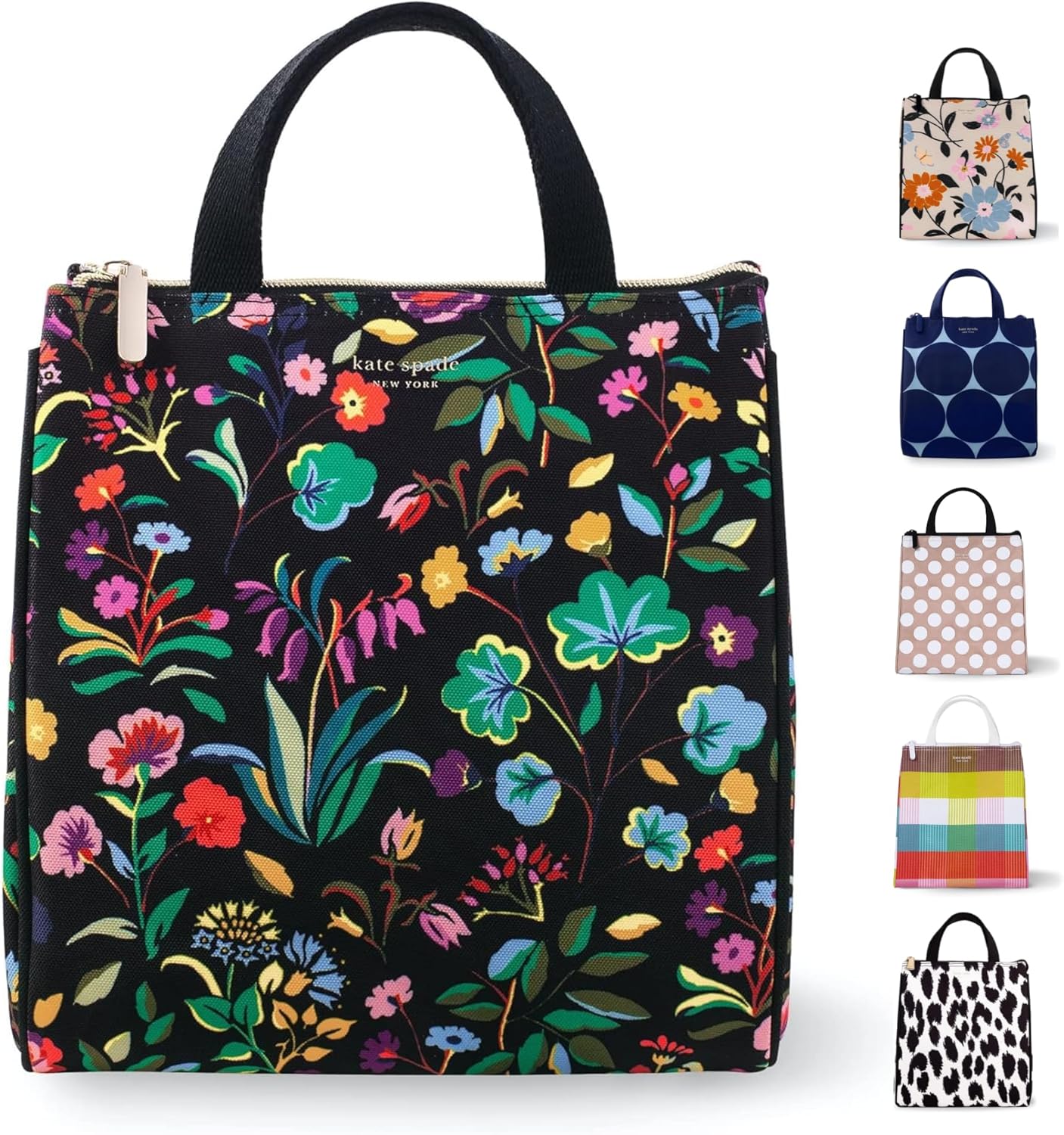 Kate Spade New York Portable Soft Cooler Lunch Bag, Thermal Tote with Silver Insulated Interior Lining and Storage Pocket, Autumn Floral - Image 2