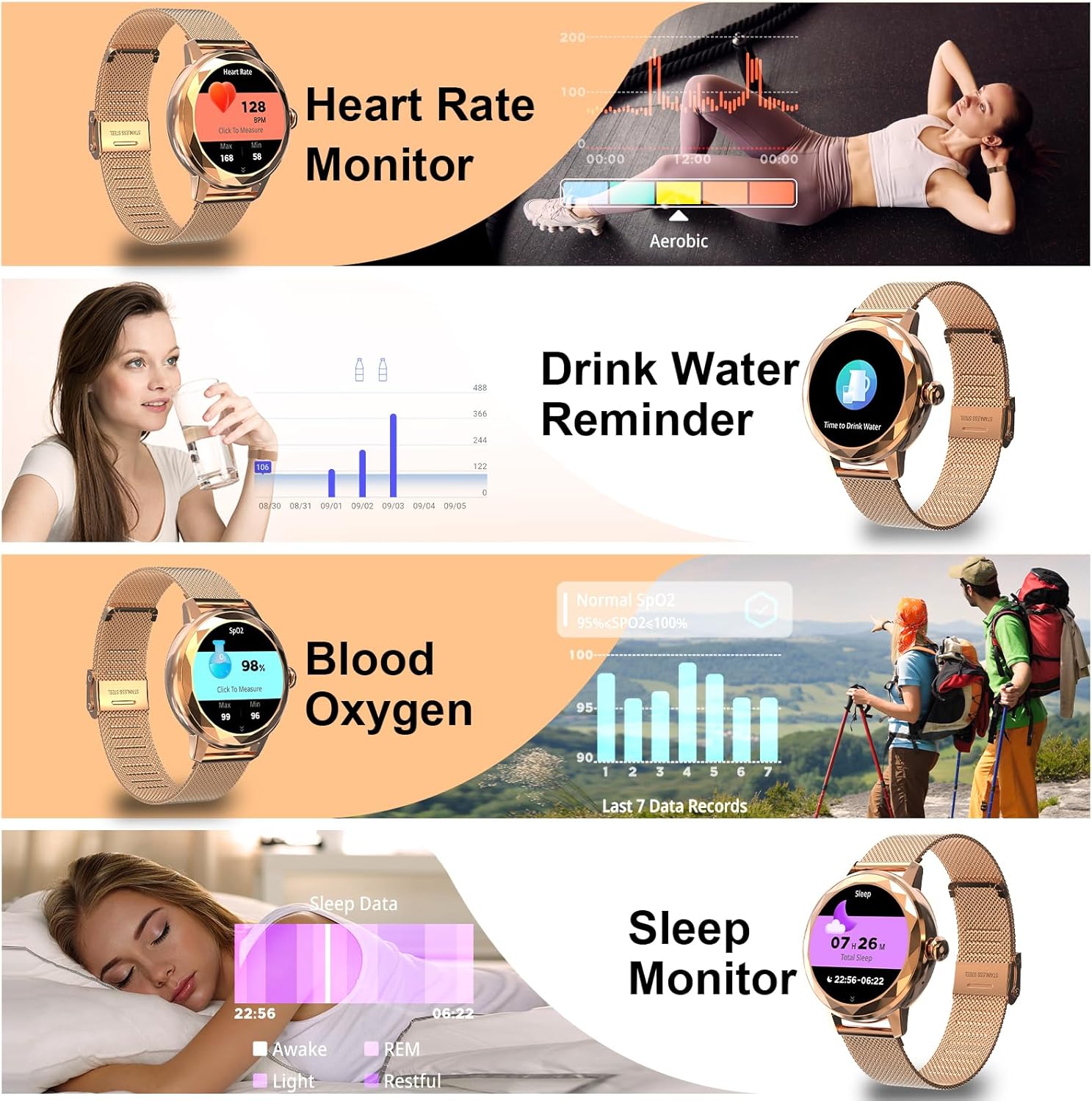 Homailida Smart Watch for Women with Bluetooth Call Answer/Dail,1.2'' HD Touch Screen Fitness Tracker, 100+ Sports Modes Tracker with Heart Rate Blood Pressure SpO2 Sleep Monitor for iPhone Android - Image 5