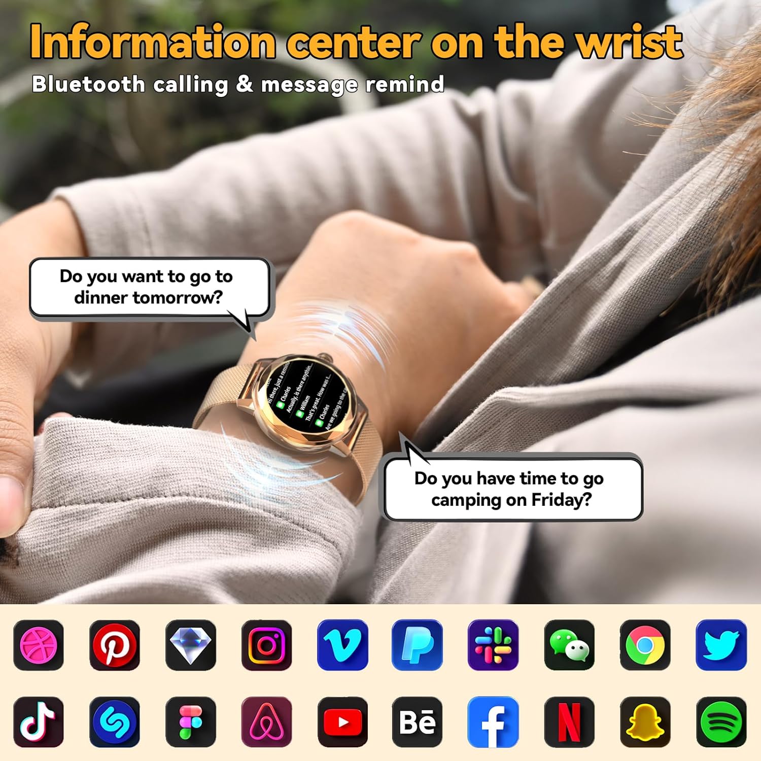 Homailida Smart Watch for Women with Bluetooth Call Answer/Dail,1.2'' HD Touch Screen Fitness Tracker, 100+ Sports Modes Tracker with Heart Rate Blood Pressure SpO2 Sleep Monitor for iPhone Android - Image 4