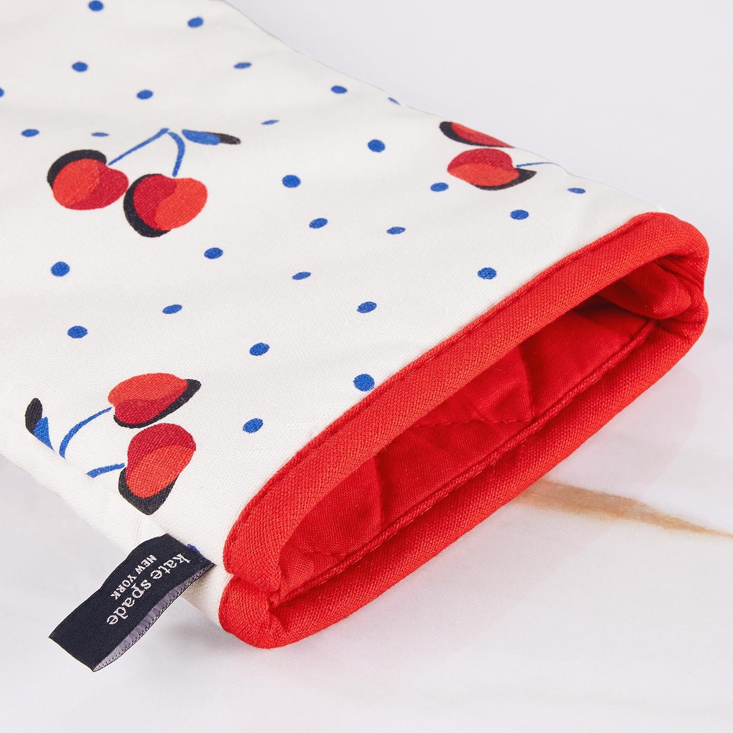 Kate Spade New York Cherry Dot Kitchen Towel, Oven Mitt & Pot Holder 4-Pack Set, 17 x 28, 7 x 13, 7 x 10, White/Red/Blue - Image 7