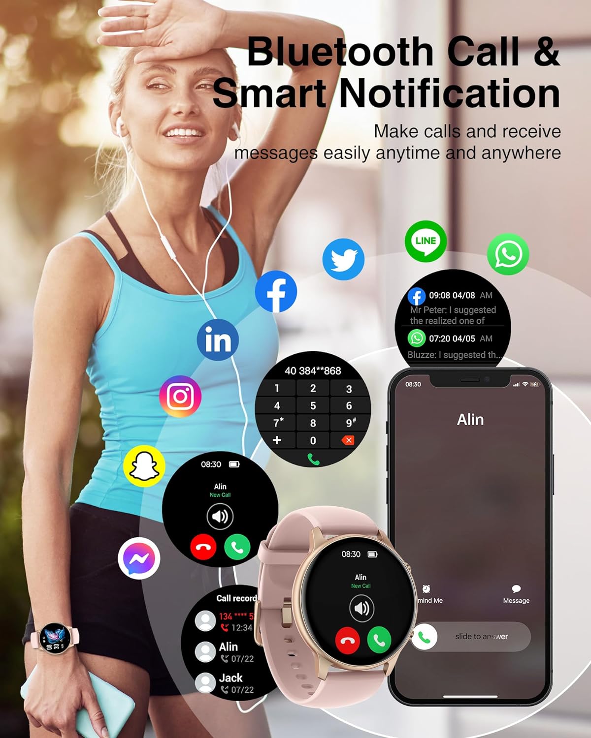 Smart Watches for Women - Fitness Watch with 1.32'' Touch Screen, Step Counter, SpO2 Heart Rate Sleep Monitor, Activity Trackers IP68 Waterproof Smartwatch for iOS Android - Image 2