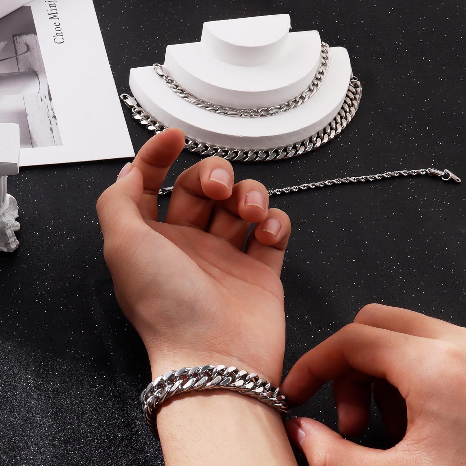 Ritach Stainless Steel Cuban Chain Bracelet for Men Women Curb Width Chain Bracelets Set 3/6/8/11mm Width, 7.5/8/8.5inch Men Jewelry Gifts - Image 6