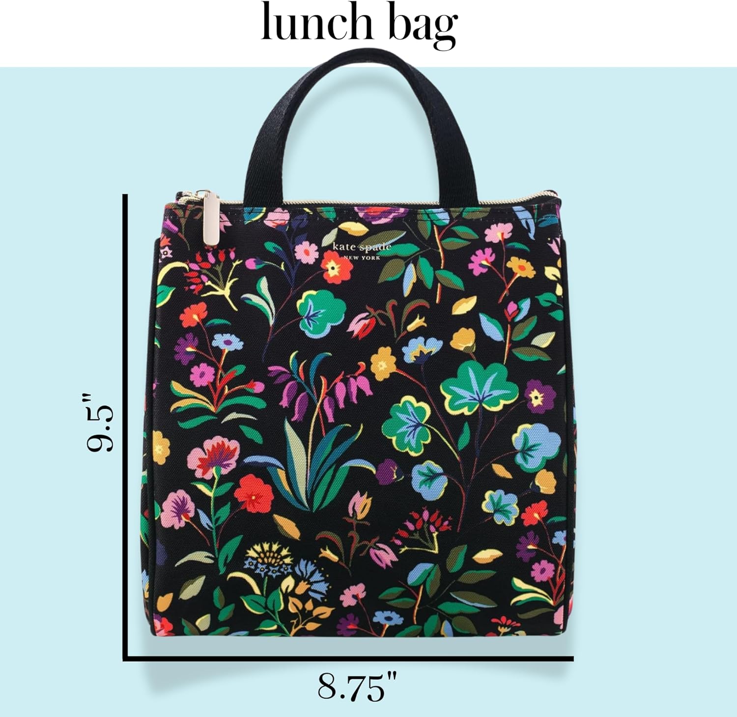 Kate Spade New York Portable Soft Cooler Lunch Bag, Thermal Tote with Silver Insulated Interior Lining and Storage Pocket, Autumn Floral - Image 3