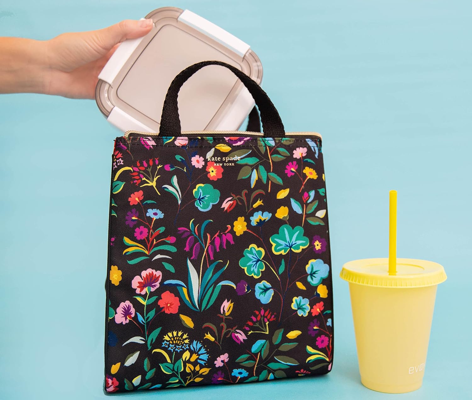 Kate Spade New York Portable Soft Cooler Lunch Bag, Thermal Tote with Silver Insulated Interior Lining and Storage Pocket, Autumn Floral - Image 7