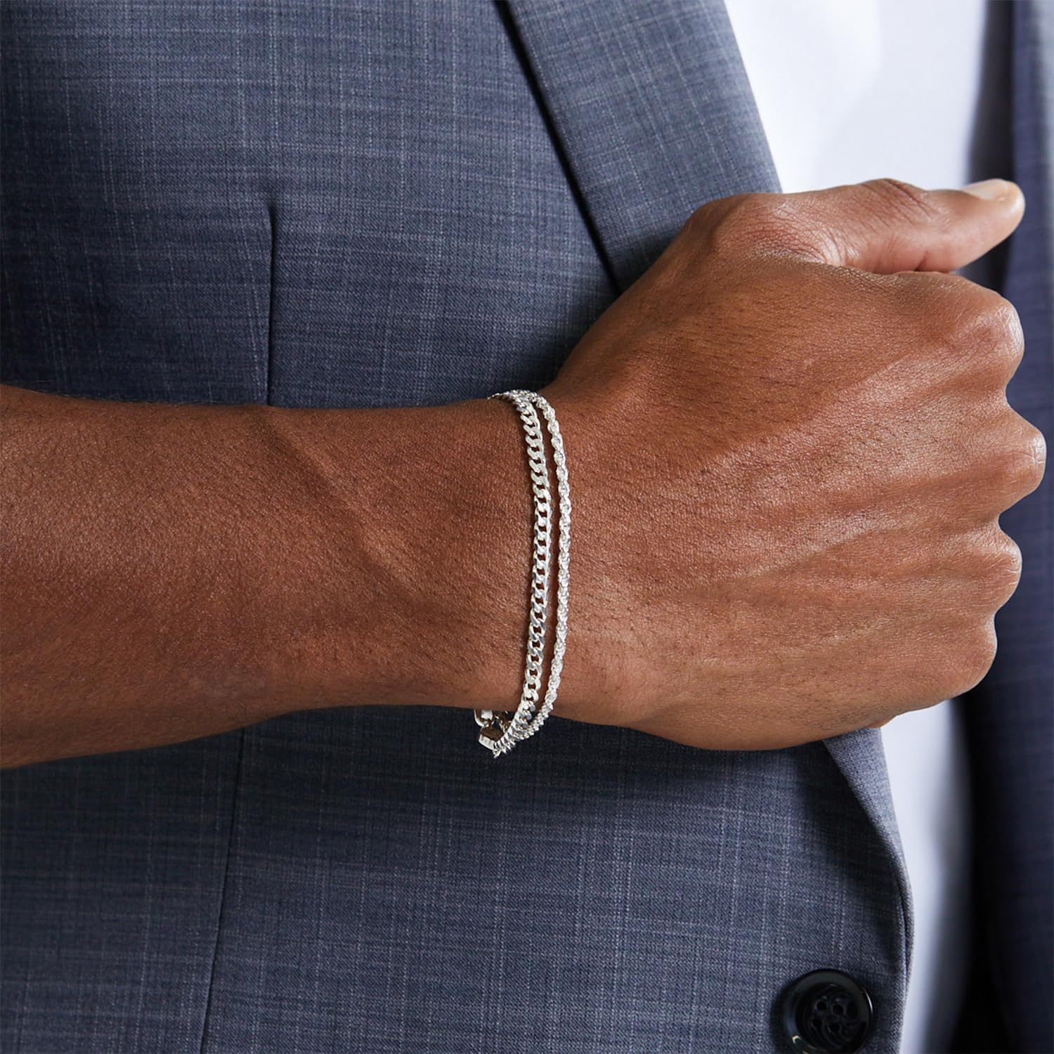 Gold Bracelets for Men 2pcs Men's Bracelets Set Gold Bracelet for Men Gold Cuban Link Chain for Mens Jewelry Gift - Image 7