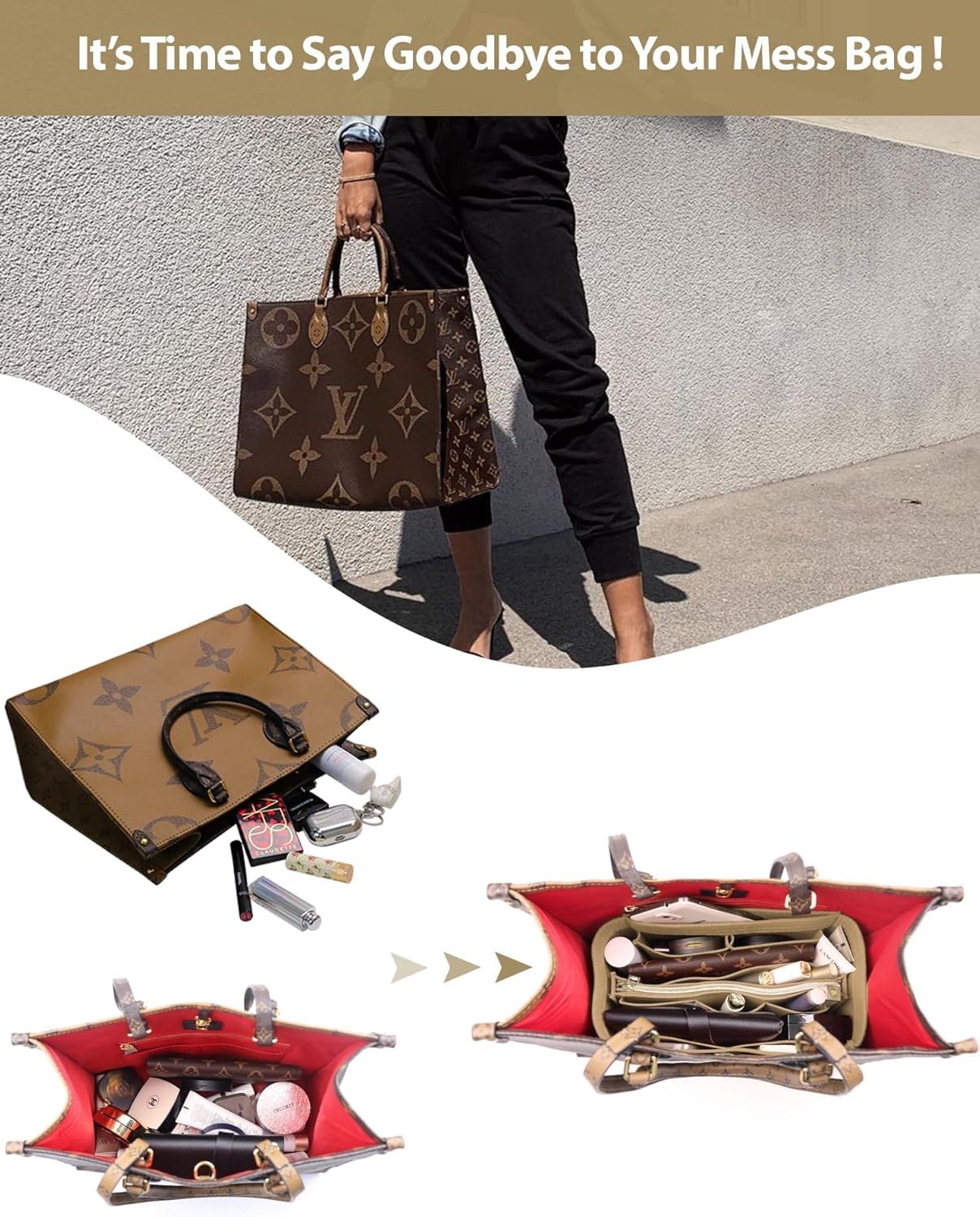 Purse Organizer Insert, Bag Handbag Tote Organizer, Bag in Bag, Perfect for Speedy Neverfull and More… - Image 2