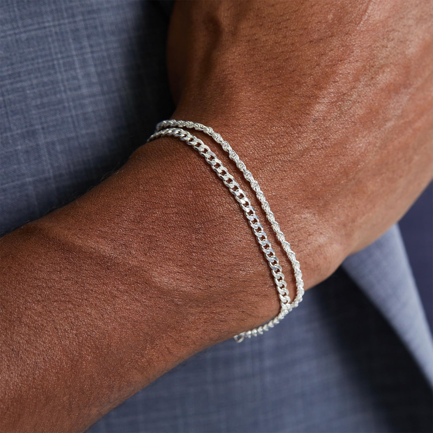 Gold Bracelets for Men 2pcs Men's Bracelets Set Gold Bracelet for Men Gold Cuban Link Chain for Mens Jewelry Gift - Image 6