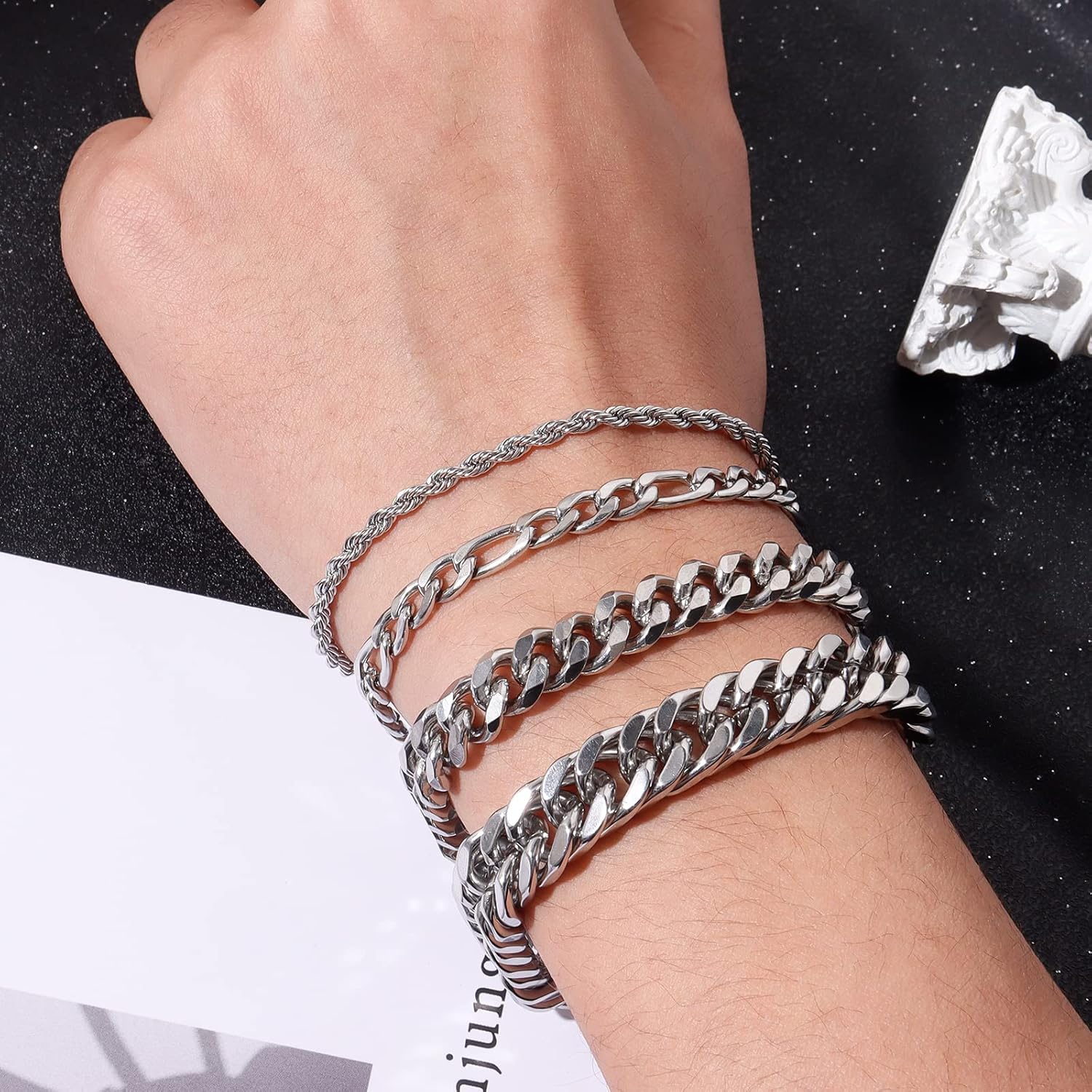 Ritach Stainless Steel Cuban Chain Bracelet for Men Women Curb Width Chain Bracelets Set 3/6/8/11mm Width, 7.5/8/8.5inch Men Jewelry Gifts - Image 5