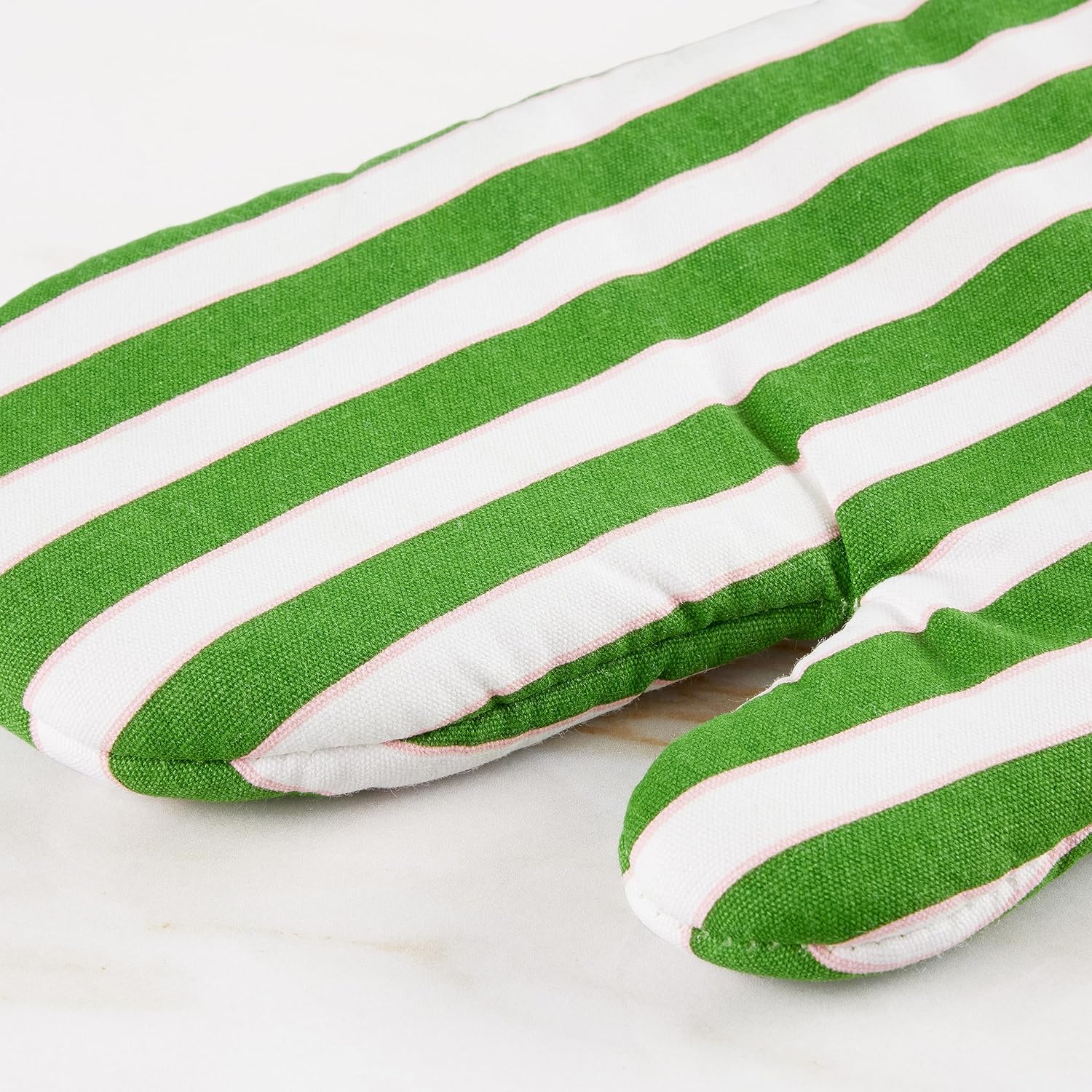 Kate Spade New York Botanical Stripe Oven Mitt 2-Pack Set, 7" x 13", Green/Pink - Image 7