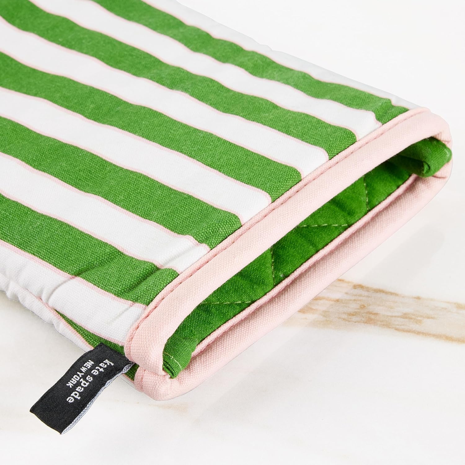 Kate Spade New York Botanical Stripe Oven Mitt 2-Pack Set, 7" x 13", Green/Pink - Image 6
