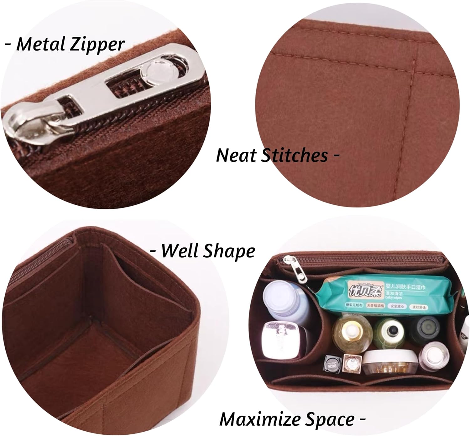 LinerLink Bag Organizer for Marc Jacobs The Large Tote Bag (42L x 34H x 16D cm)|Handmade Custom Bag Insert|2mm Felt Bag Liner|Women Handbag Shaper (Red, Style A) - Image 2