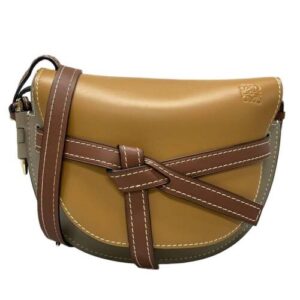 Auth LOEWE Gate Bag Small – Amber Light gray Rust (light brown) Gray Beige Auth LOEWE Gate Bag Small – Amber Light gray Rust (light brown) Gray Beige