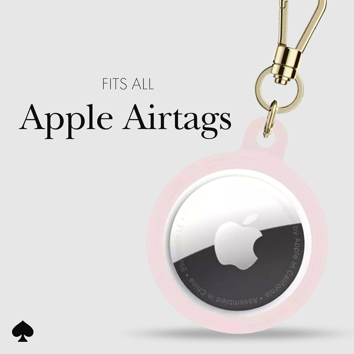 Kate Spade New York AirTag Holder with Gold Ring Clip - Protective Case for Apple AirTag - Hollyhock Cream - Image 5