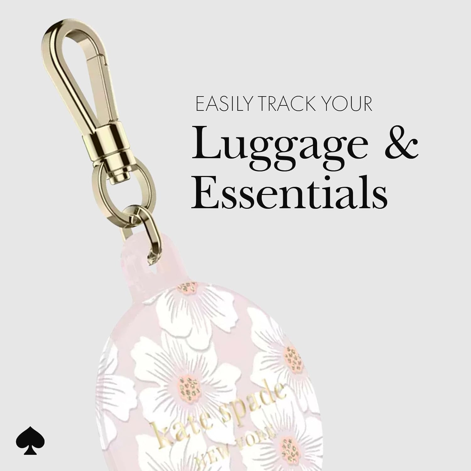 Kate Spade New York AirTag Holder with Gold Ring Clip - Protective Case for Apple AirTag - Hollyhock Cream - Image 2