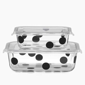 Kate Spade 875251 Deco Dot 2-Piece Rectangular Food Storage Set Kate Spade 875251 Deco Dot 2-Piece Rectangular Food Storage Set