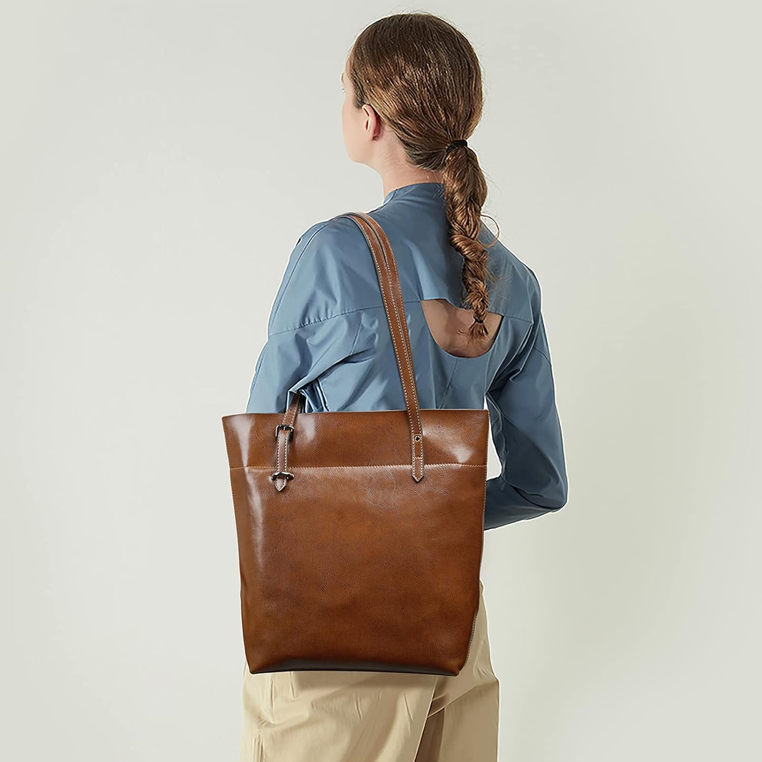 S-ZONE Vintage Genuine Leather Tote Shoulder Bag Handbag Big Large Capacity Upgraded 2.0 - Image 2