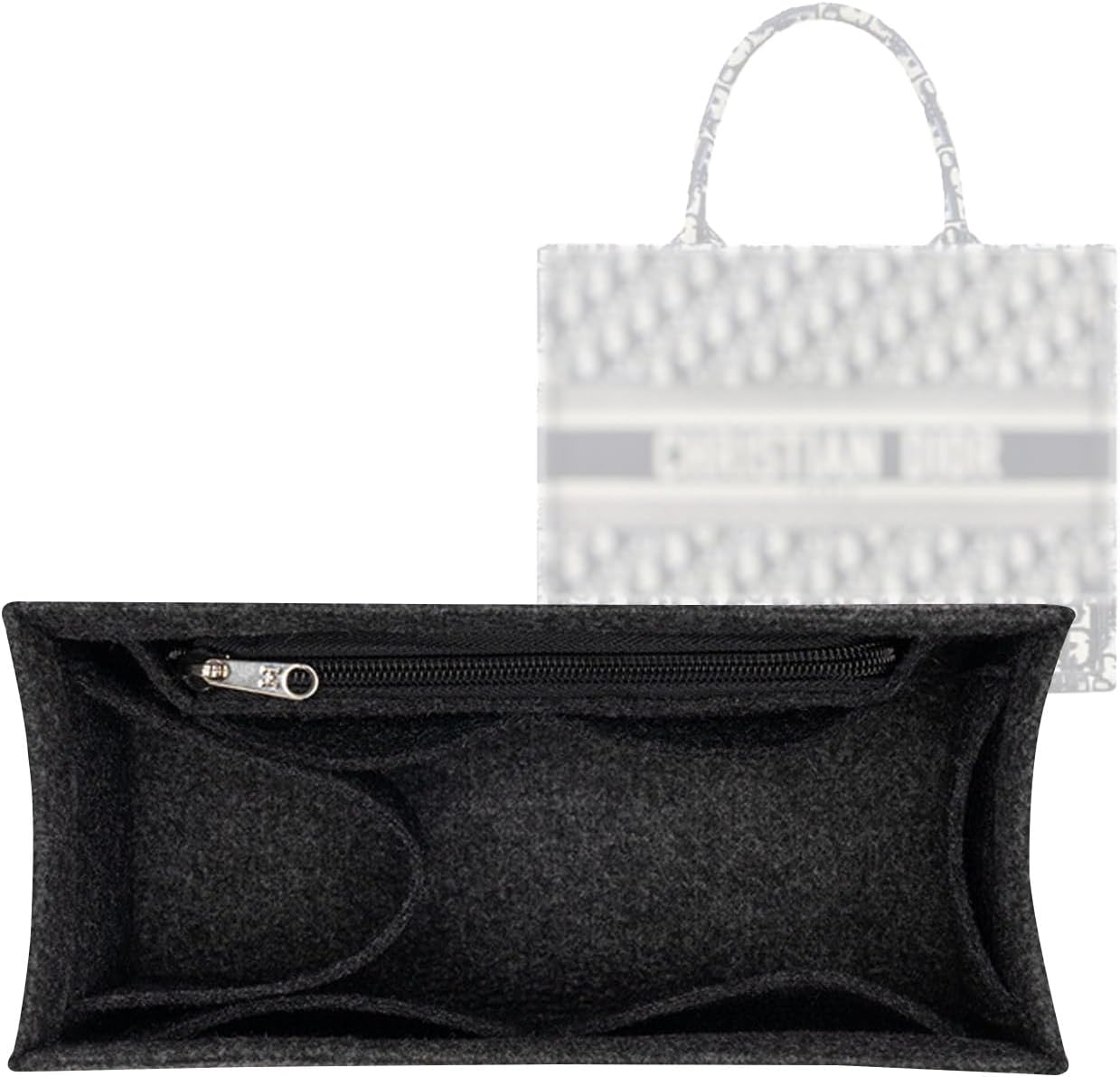 Lckaey purse organizer canvas for marc jacobs organizer Felt insert bag organizer tote organizer insert, Black, Large - Image 2