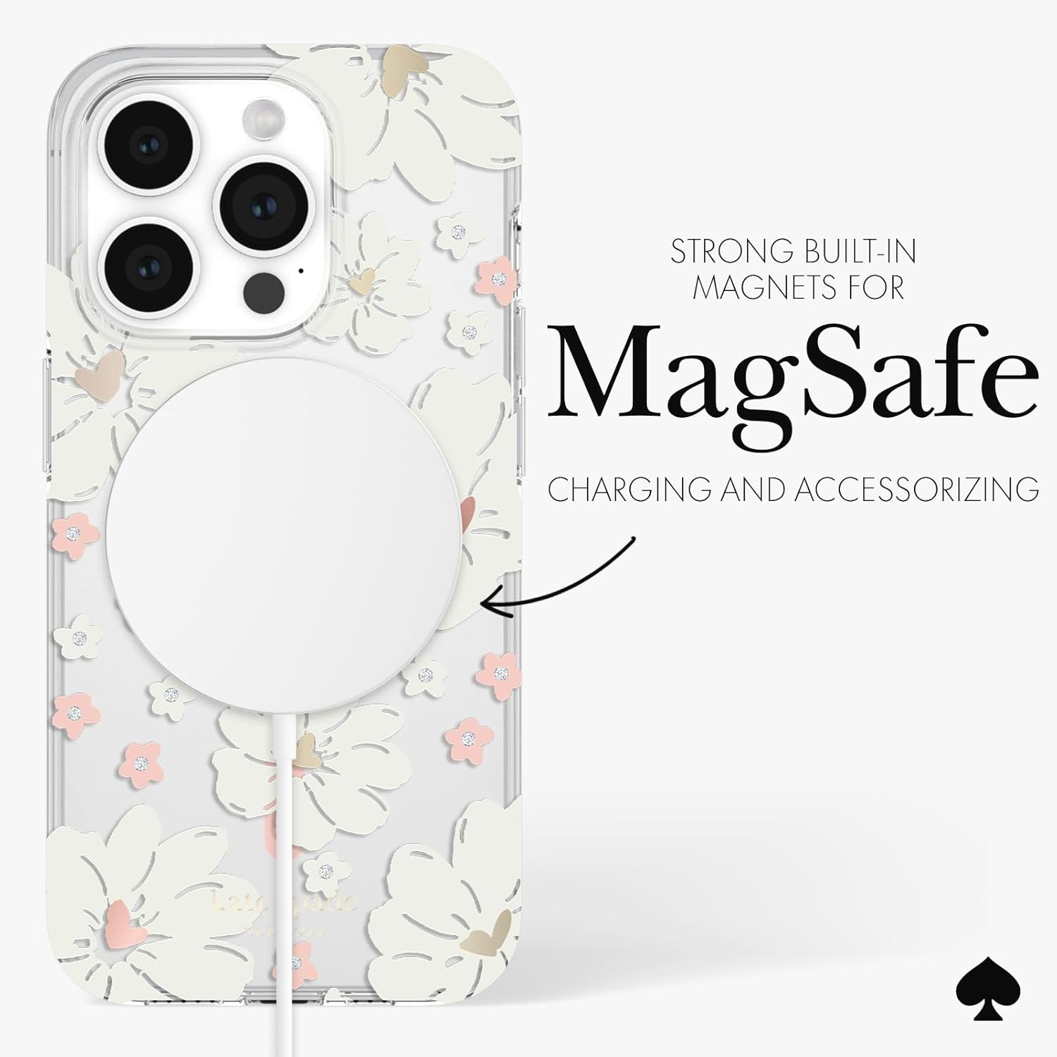 Kate Spade New York iPhone 15 Pro Case, Compatible with MagSafe - Classic Peony - Image 5