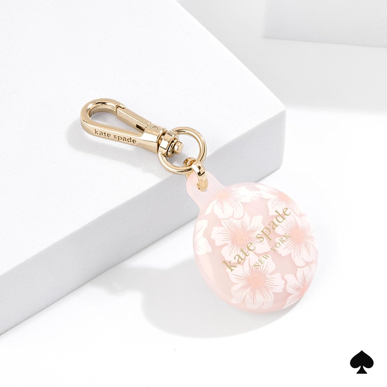 Kate Spade New York AirTag Holder with Gold Ring Clip - Protective Case for Apple AirTag - Hollyhock Cream - Image 6