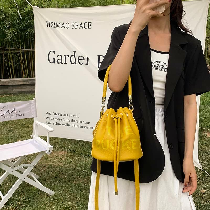 Small Bucket Bag for Women, Leather Bucket Bag Purses, Crossbody/Handbag/Hobo Bag(7.9 * 7.9 * 8.3in) - Image 3