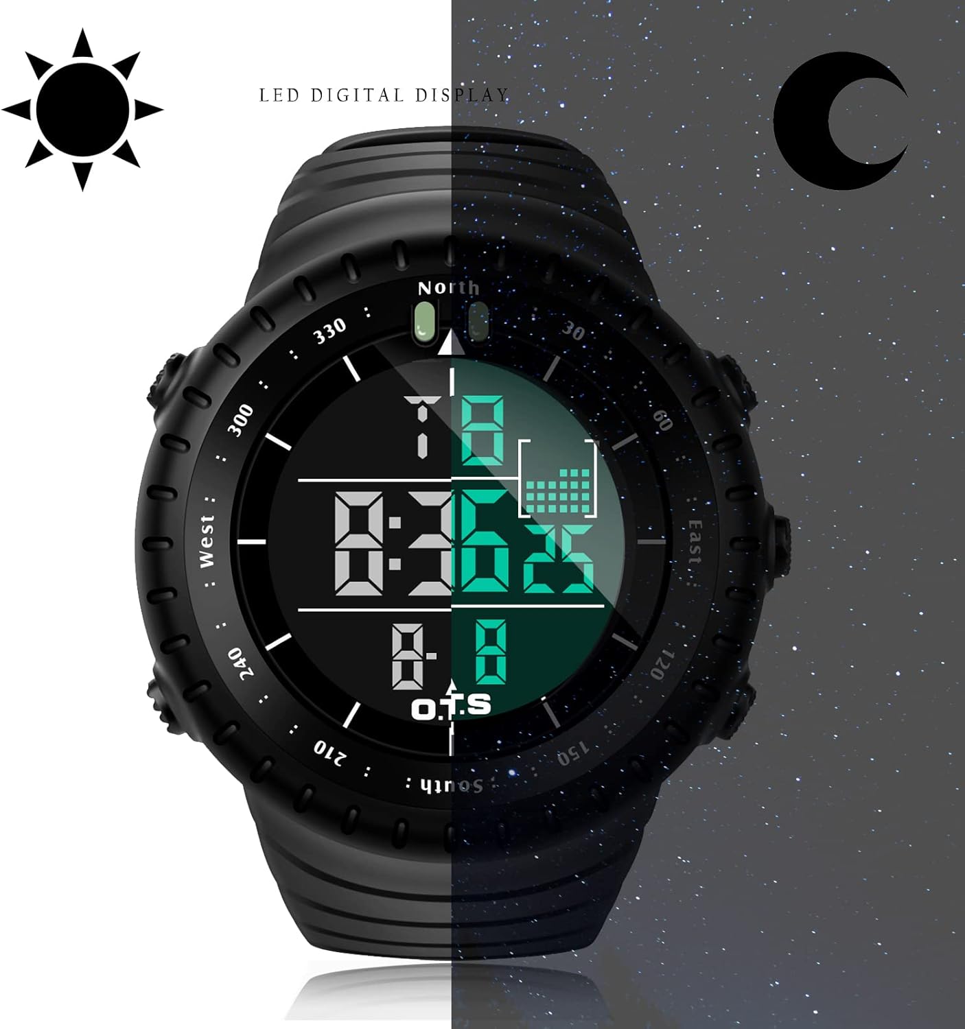 Men's Digital Sports Watch Waterproof Tactical Watch with LED Backlight Watch for Men - Image 5