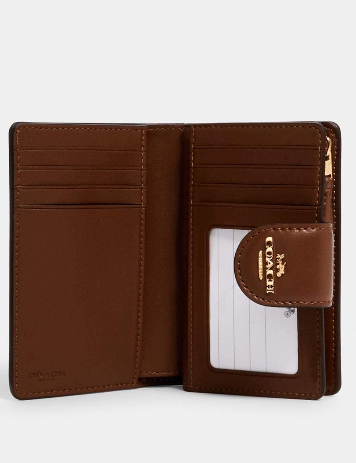 Coach Women's Medium Corner Zip Wallet in Signature Canvas (Khaki - Saddle2), Brown, Medium - Image 2