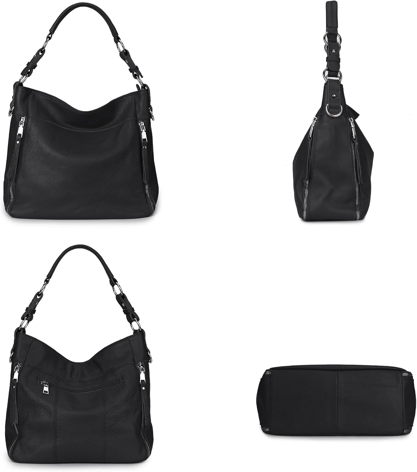 YALUXE Genuine Leather Shoulder Bag for Women Top Handle Handbag Purse Hobo Bag with Crossbody Strap - Image 3