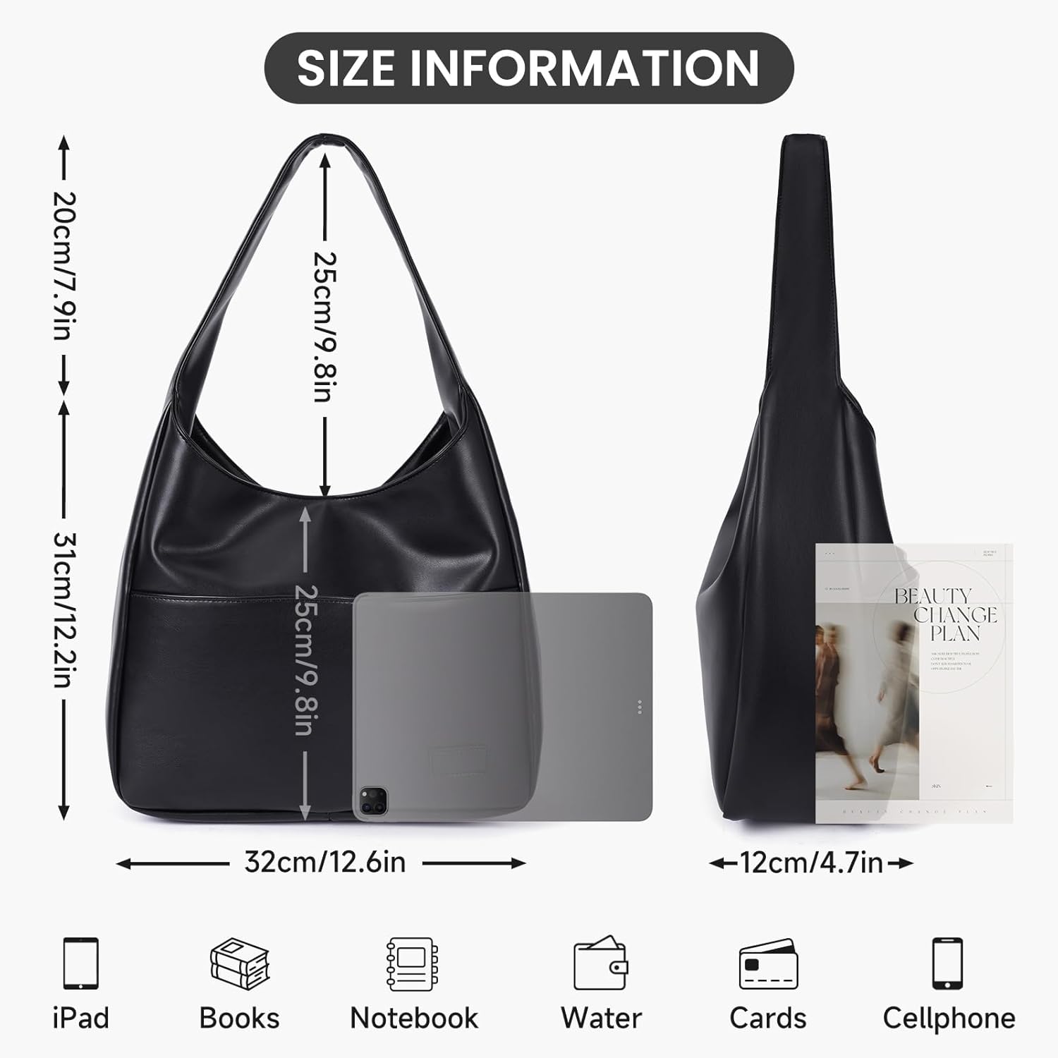 VOSTEVAS Faux Leather Tote Bag for Women Retro Trendy Hobo Purse College Shoulder Handbag with Magnetic Closure - Image 6