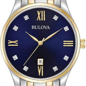 Bulova Men’s Classic Stainless Steel Watch with Diamonds and Day Date Bulova Men’s Classic Stainless Steel Watch with Diamonds and Day Date