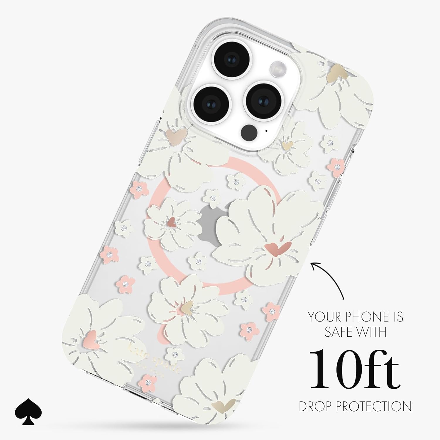Kate Spade New York iPhone 15 Pro Case, Compatible with MagSafe - Classic Peony - Image 3